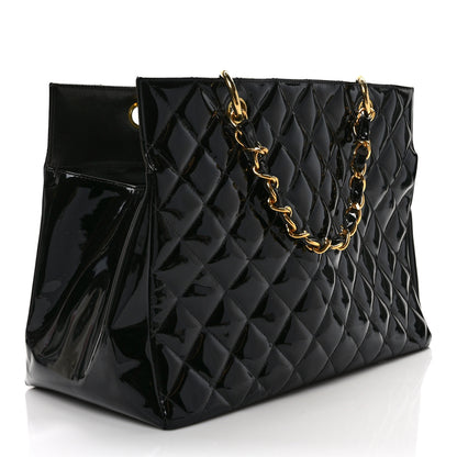 Chanel Patent Quilted Grand Shopping Tote GST Black 3 of 11