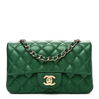 Chanel Metallic Caviar Quilted Mini Rectangular Flap Green 1 of 11