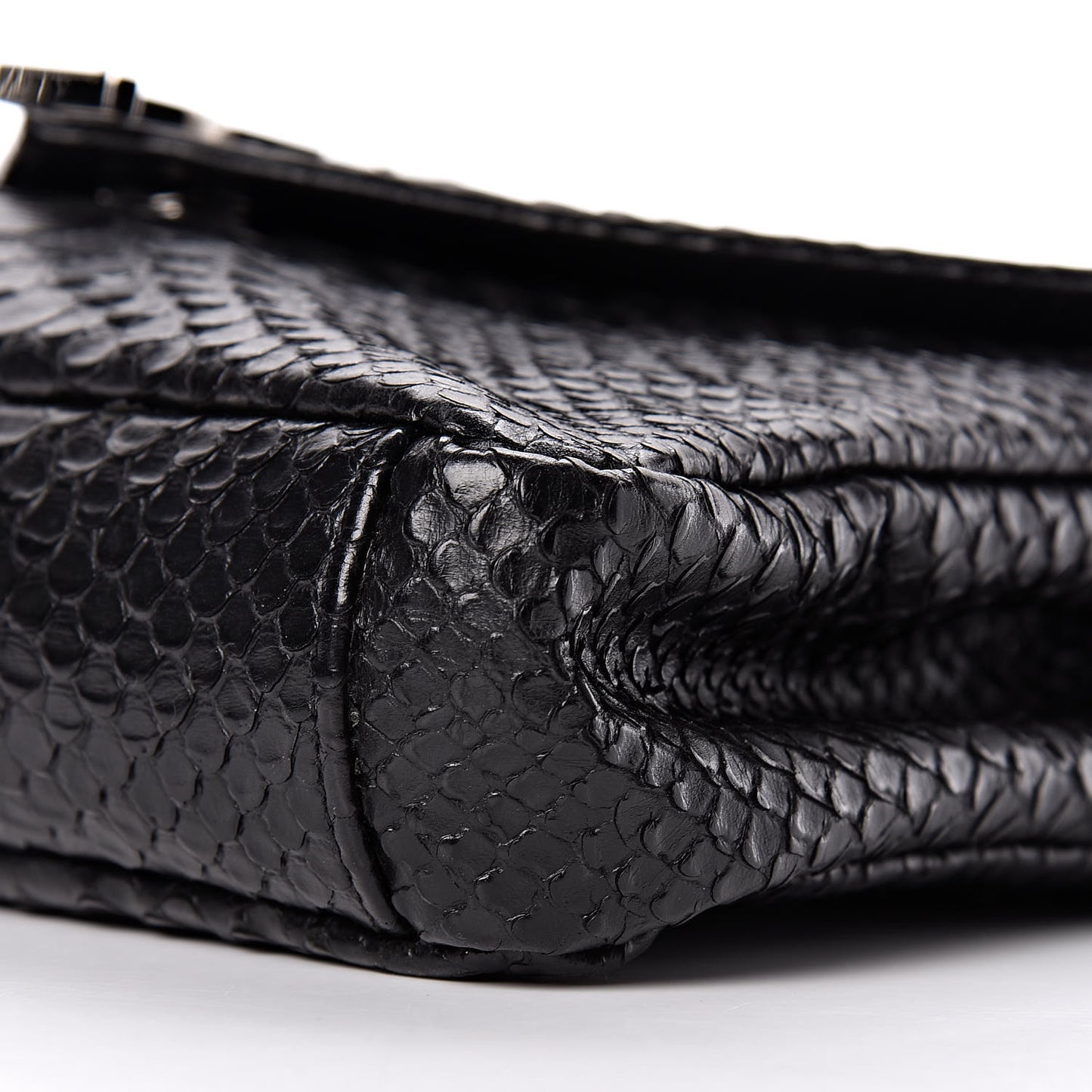 Calfskin Python Embossed Monogram Medium College Bag Black