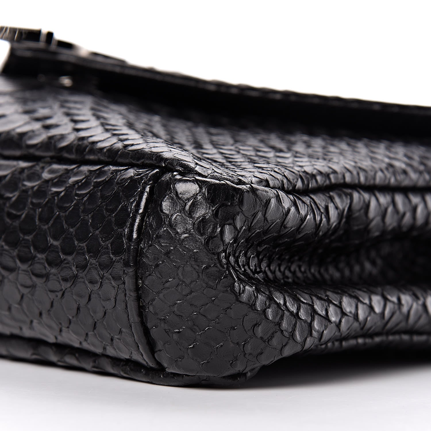 Saint Laurent Calfskin Python Embossed Monogram Medium College Bag Black 8 of 8