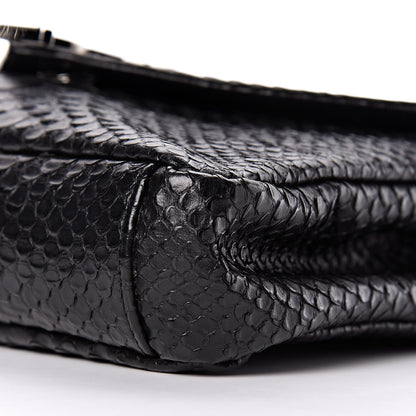 Saint Laurent Calfskin Python Embossed Monogram Medium College Bag Black 8 of 8