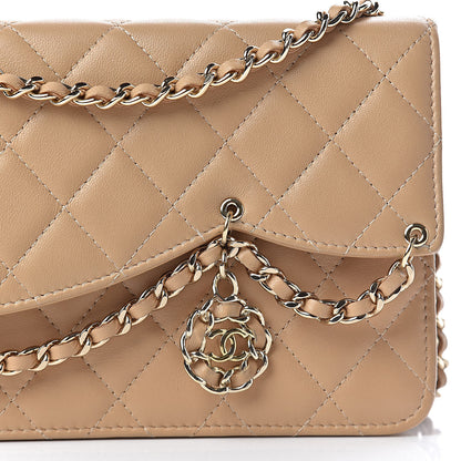 Chanel Lambskin Quilted Chain Infinity Wallet On Chain WOC Light Beige 11 of 11