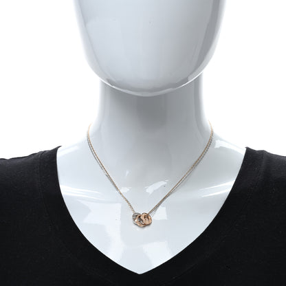 Cartier 18K White Pink Gold Diamond Three Ring LOVE Pendant Necklace 3 of 4