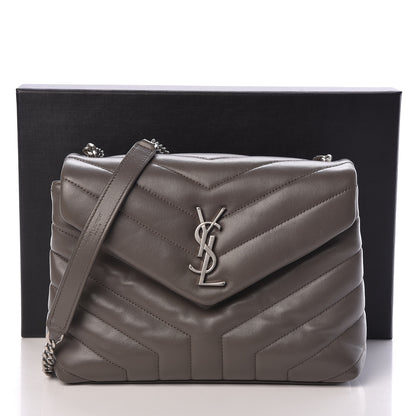 Saint Laurent Calfskin Y Quilted Monogram Small Loulou Chain Satchel Earth 11 of 11
