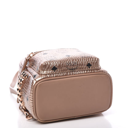 MCM Metallic Visetos Studded X-Mini Bebe Boo Backpack Champagne Gold 3 of 9