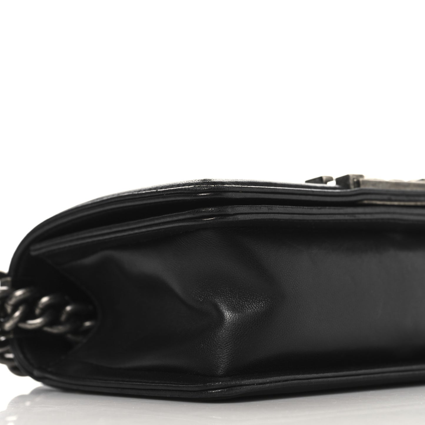 Lambskin Quilted Small Boy Flap Black