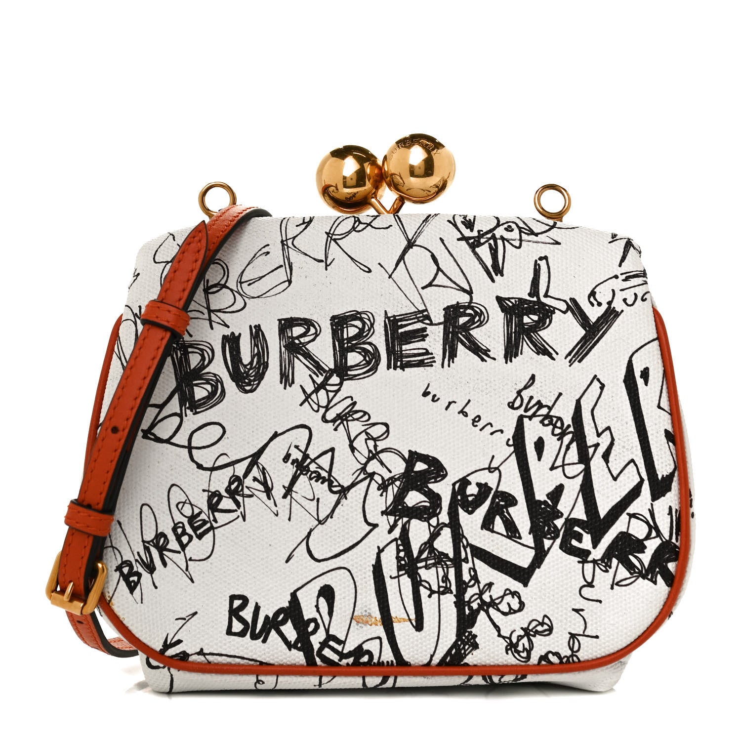 Burberry Canvas Small Doodle Print Frame Bag White 1 of 12