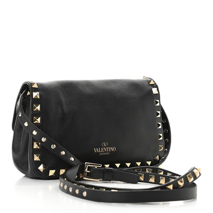 Valentino Garavani Vitello Mini Rockstud Flap Saddle Crossbody Bag Black 3 of 8