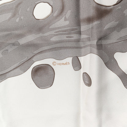 Hermes Silk Peinture Fraiche 90 White Sepia 3 of 7