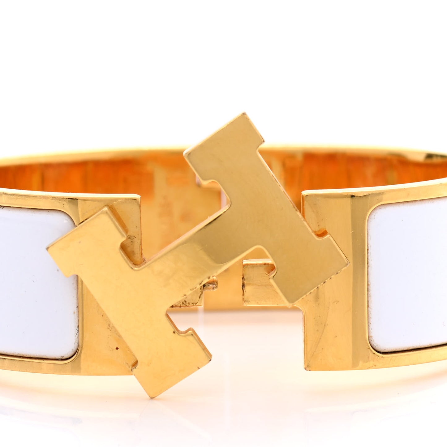Enamel Wide Clic Clac H Bracelet PM White