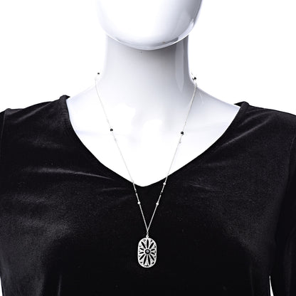 Tiffany Sterling Silver Black Onyx Pearl Ziegfeld Daisy Pendant Necklace 2 of 8