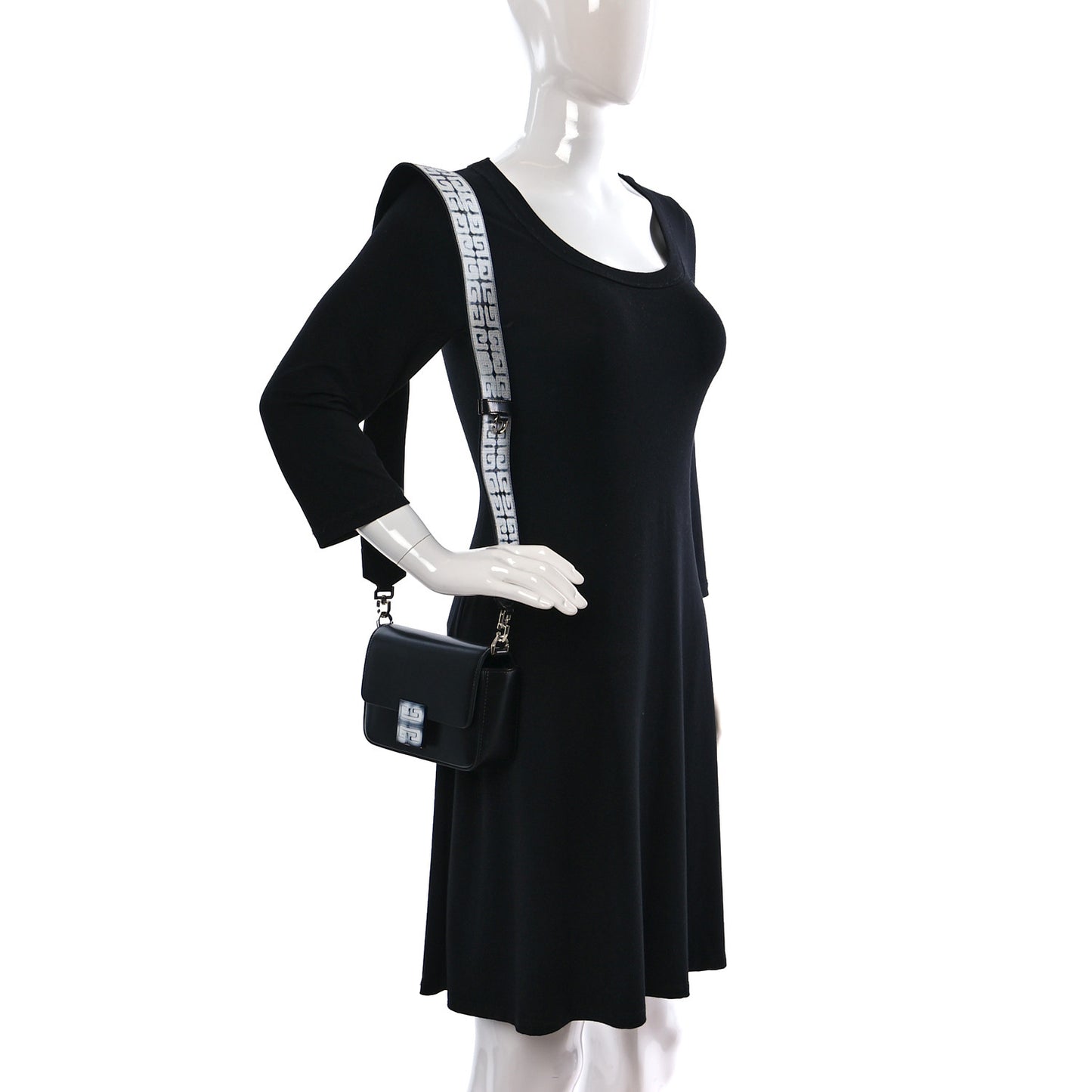 X CHITO Box Calfskin Graffiti Effect Small 4G Shoulder Bag Black