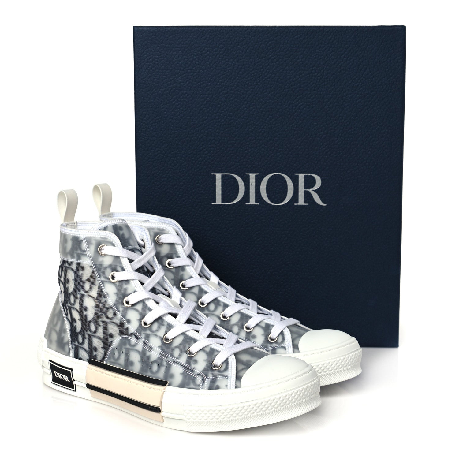 Christian Dior Technical Canvas Oblique Mens B23 High Top Sneakers 43 White Black 8 of 8