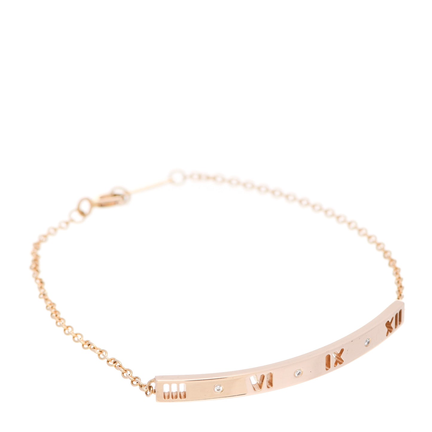 18K Rose Gold Diamond Atlas Bar Pierced Bracelet