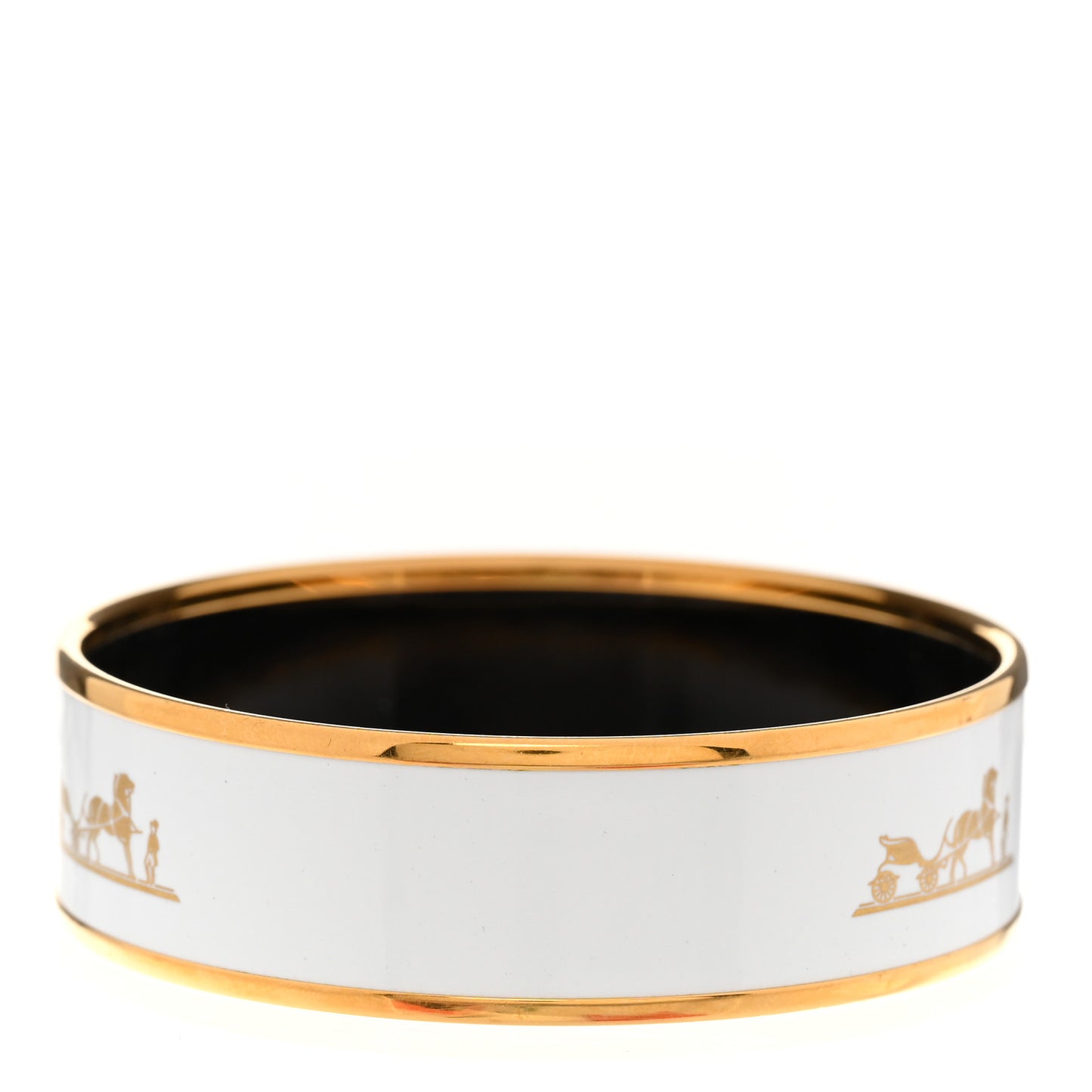 Enamel Printed Wide Caleche Bracelet White