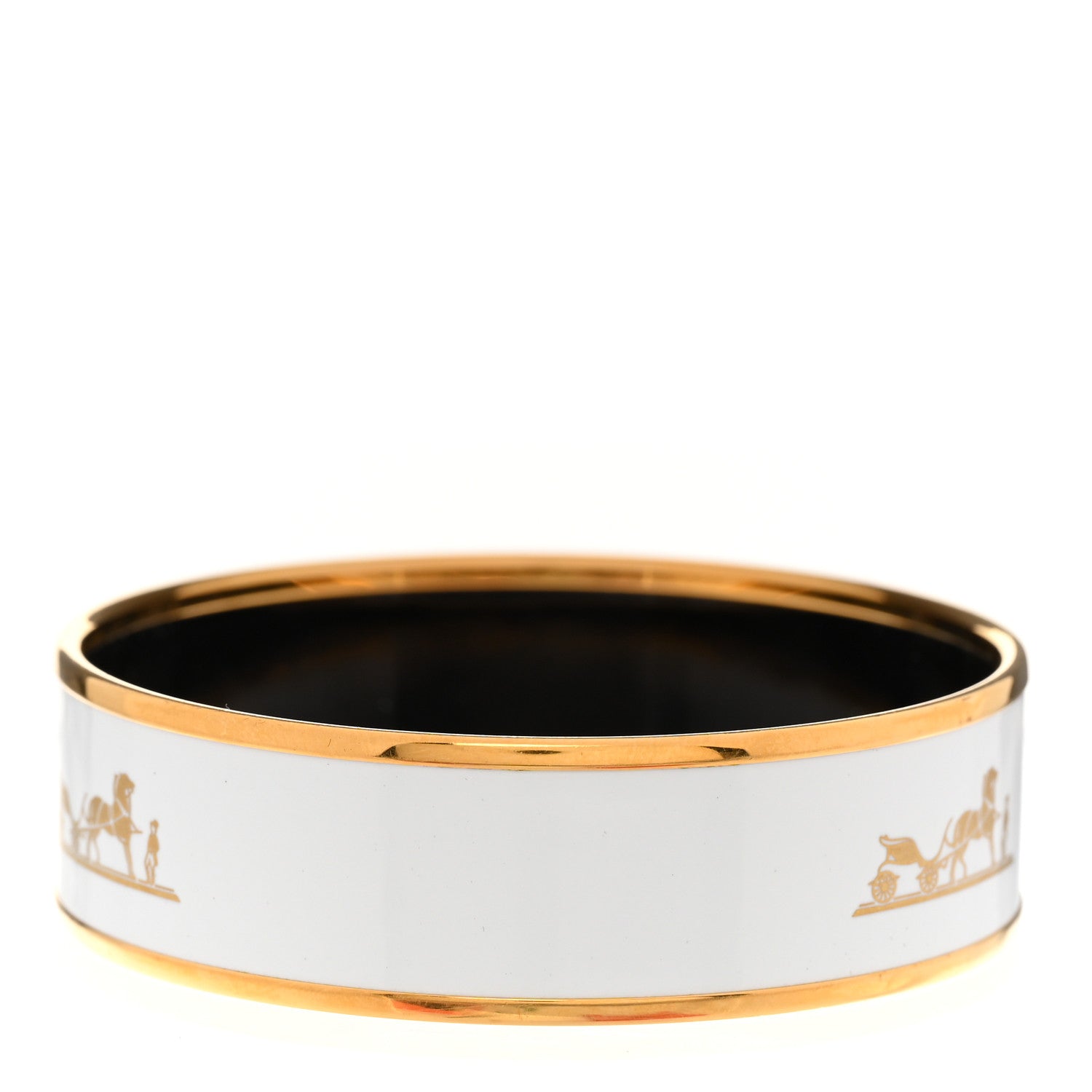 Hermes Enamel Printed Wide Caleche Bracelet White 3 of 6