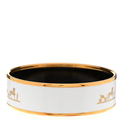 Hermes Enamel Printed Wide Caleche Bracelet White 3 of 6
