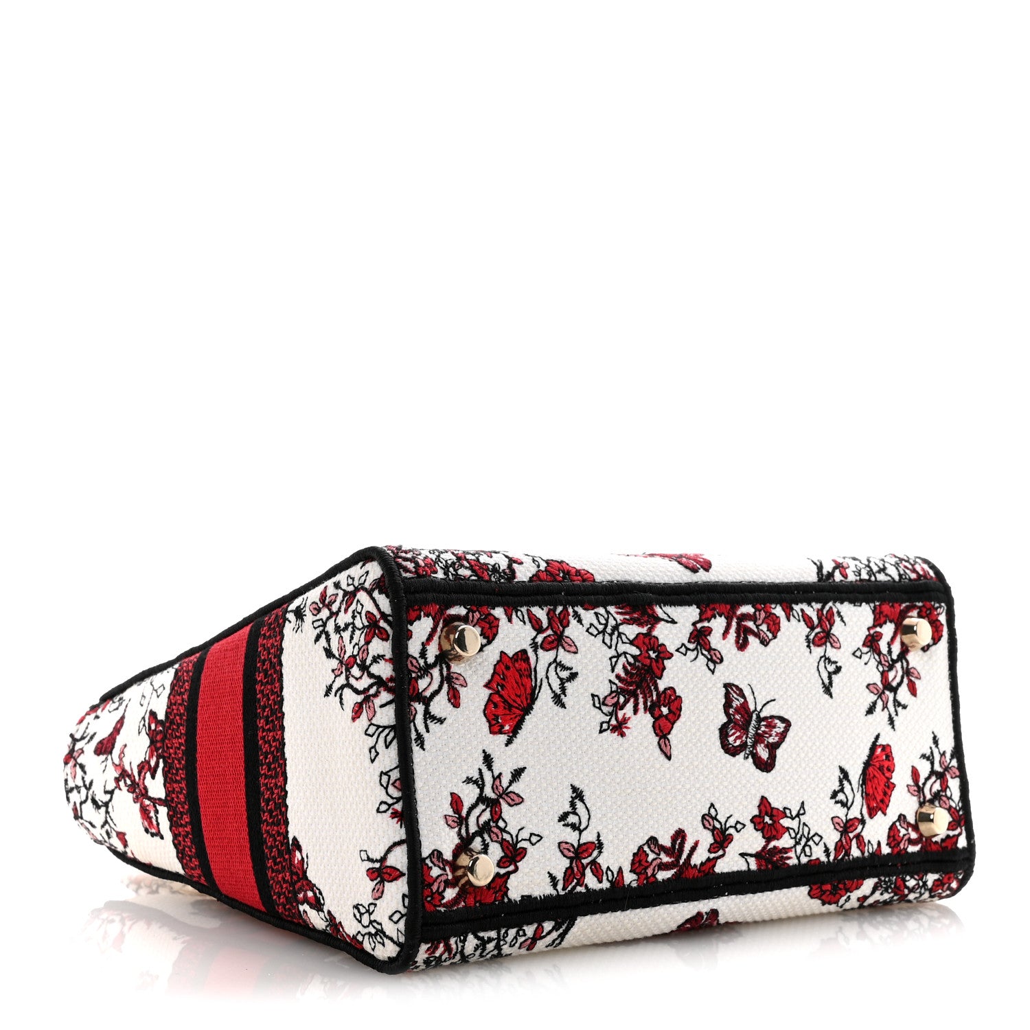 Christian Dior Canvas Le Coeur En Fleurs Embroidered Medium Lady D-Lite White Multicolor 4 of 12