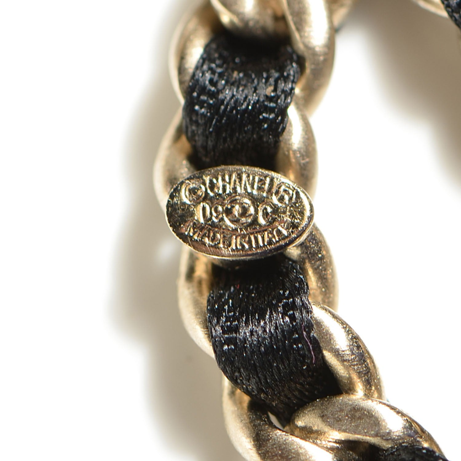 Chanel Satin CC Chain Earrings Light Gold Black 5 of 6