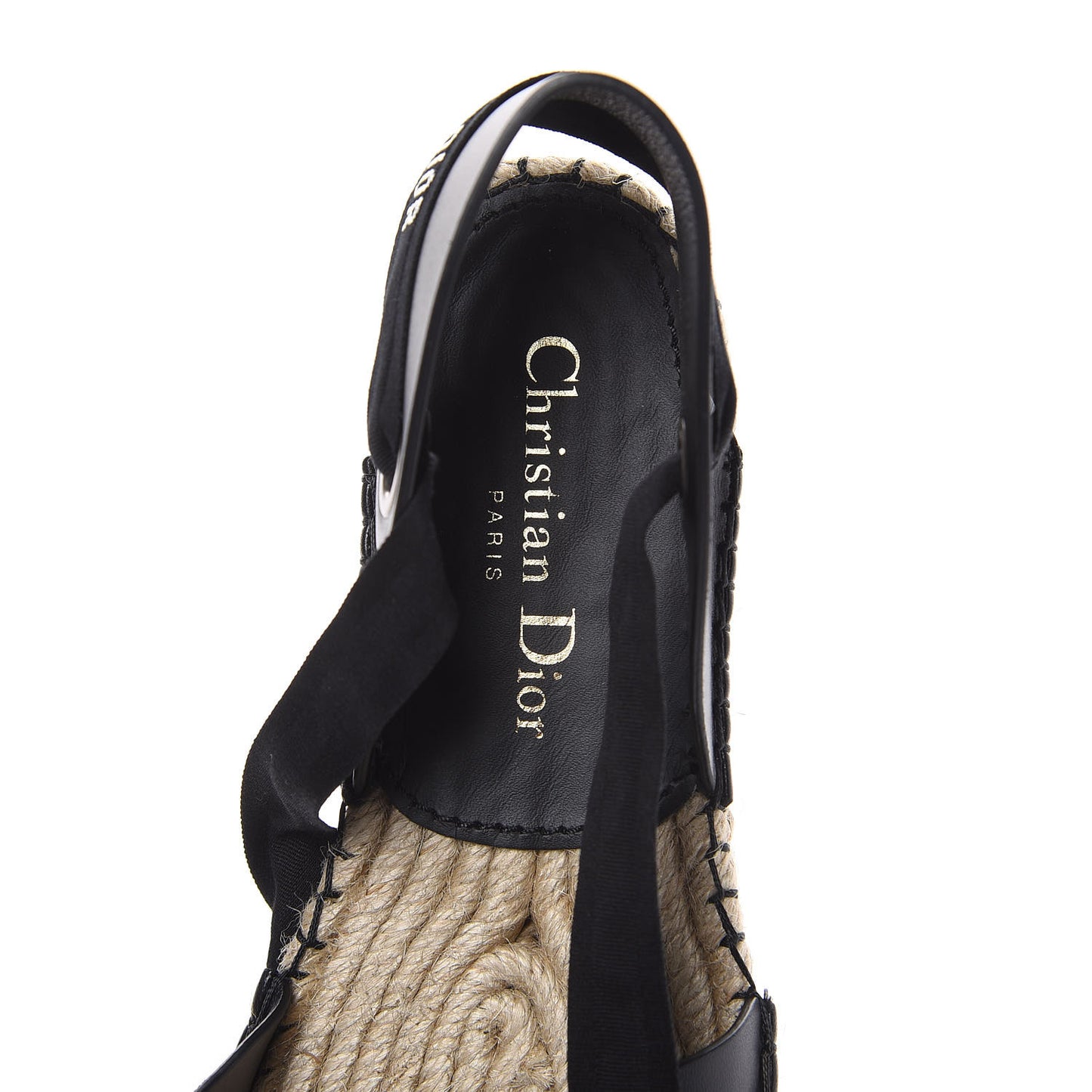 Calfskin Nicely-D Ankle Tie Espadrilles Flats 36.5 Black