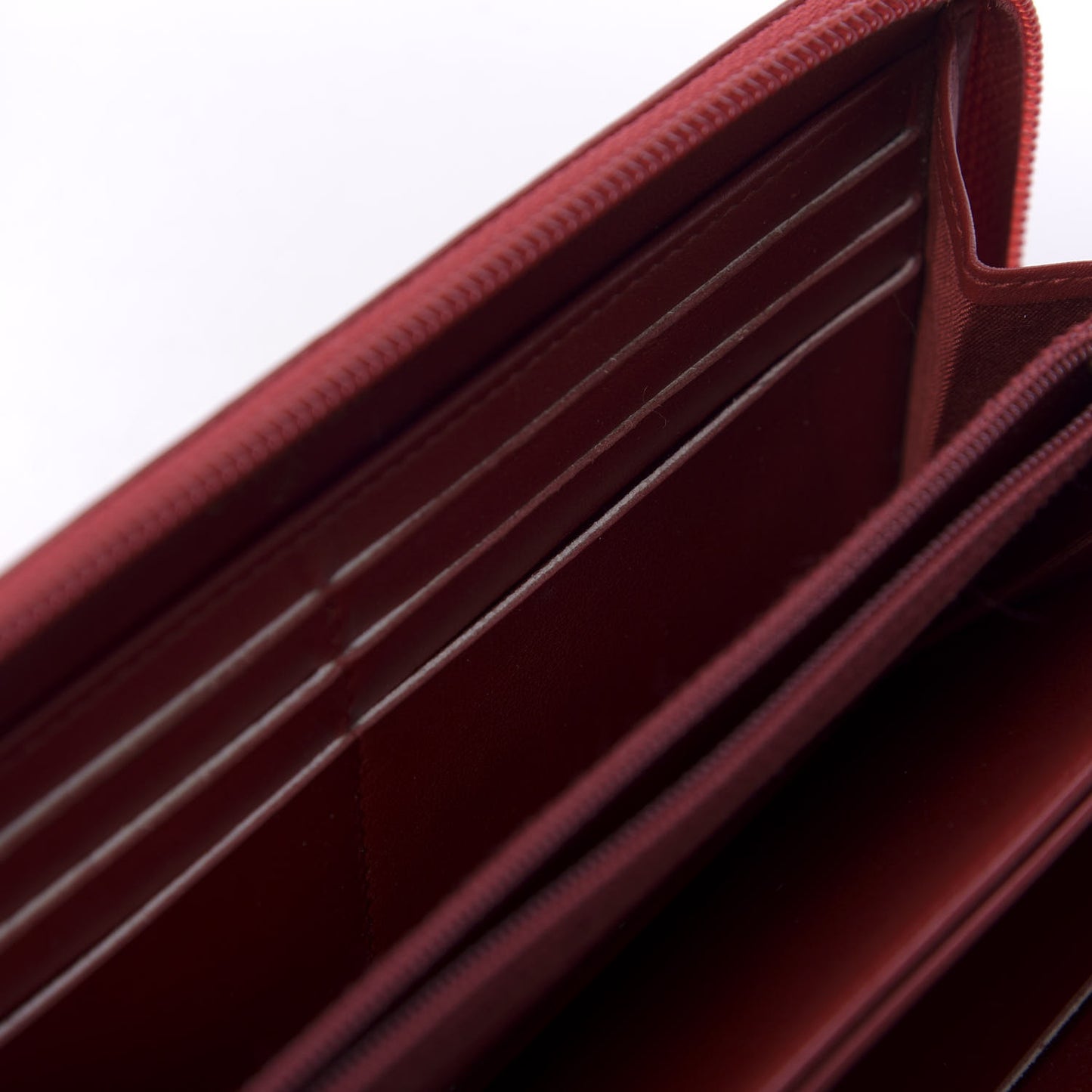 Lambskin Chevron Quilted Zip Around Boy Wallet Red