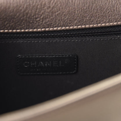 Chanel Iridescent Goatskin Quilted New Medium Boy Flap Dark Gold 8 of 10