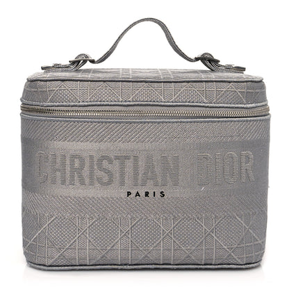 Christian Dior Canvas Embroidered Cannage Diortravel Vanity Case Grey 1 of 9