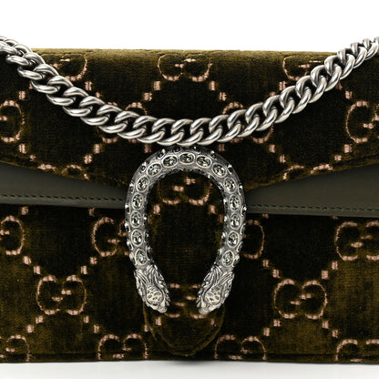 Gucci Velvet Moon Calfskin Crystal GG Monogram Small Dionysus Shoulder Bag Dark Olive Rose Gold 8 of 10