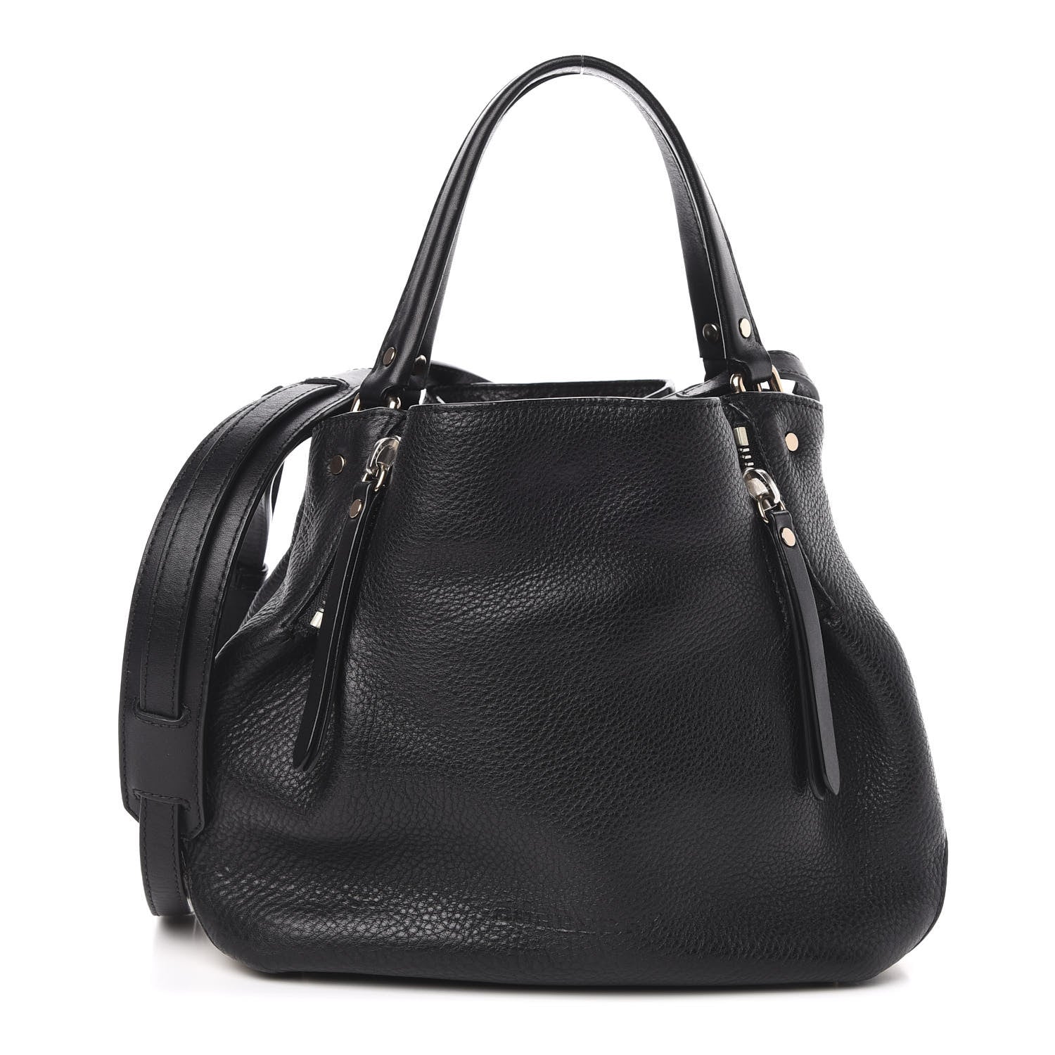 Burberry Grainy Calfskin House Check Small Maidstone Black 1 of 12