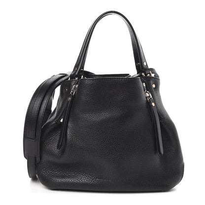 Burberry Grainy Calfskin House Check Small Maidstone Black 1 of 12