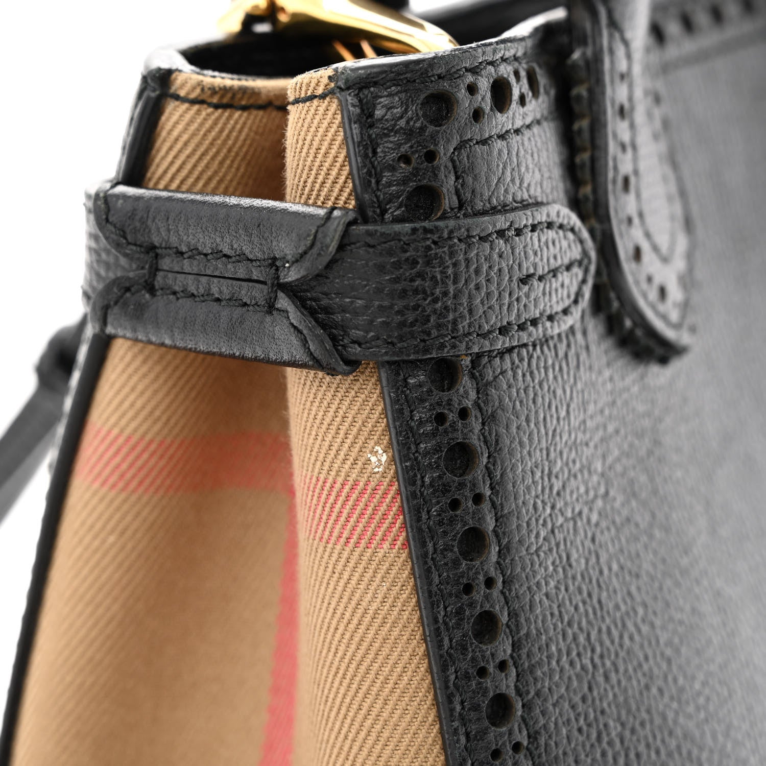 Burberry Grainy Calfskin House Check Baby Brogue Banner Tote Black 17 of 18