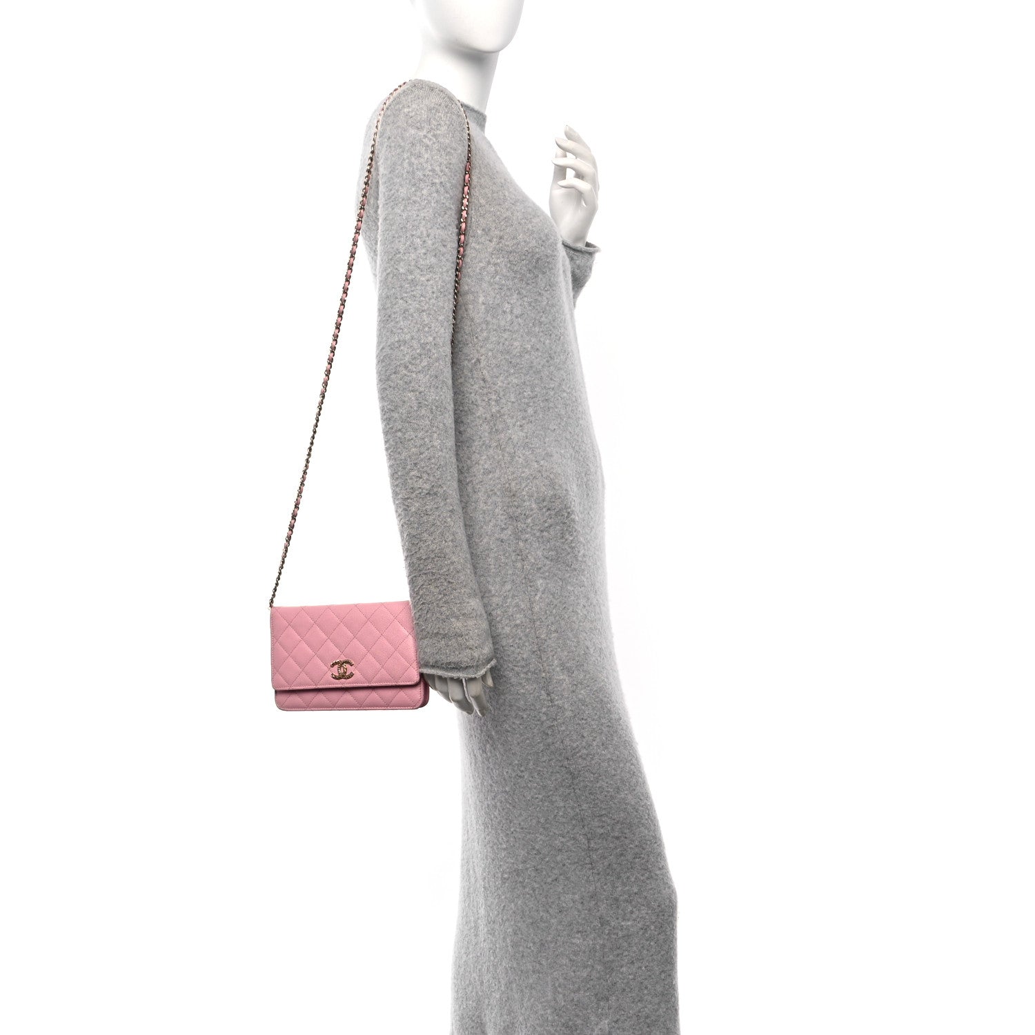 Chanel Caviar Quilted Chain CC Wallet On Chain WOC Pink 2 of 11