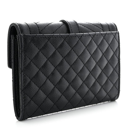 Saint Laurent Grain De Poudre Textured Mixed Matelasse Triquilt Small Monogram Envelope Wallet Black 3 of 8