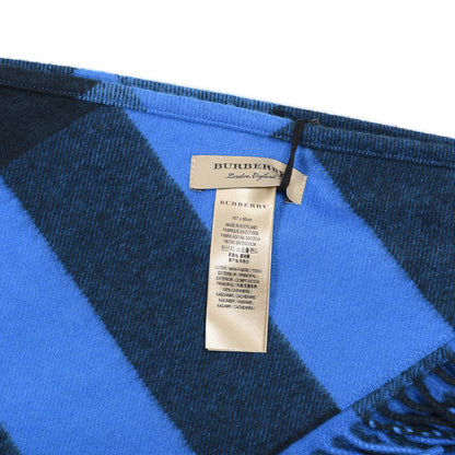 Burberry Cashmere Mega Check Triangle Bandana Scarf Bright Blue 3 of 3
