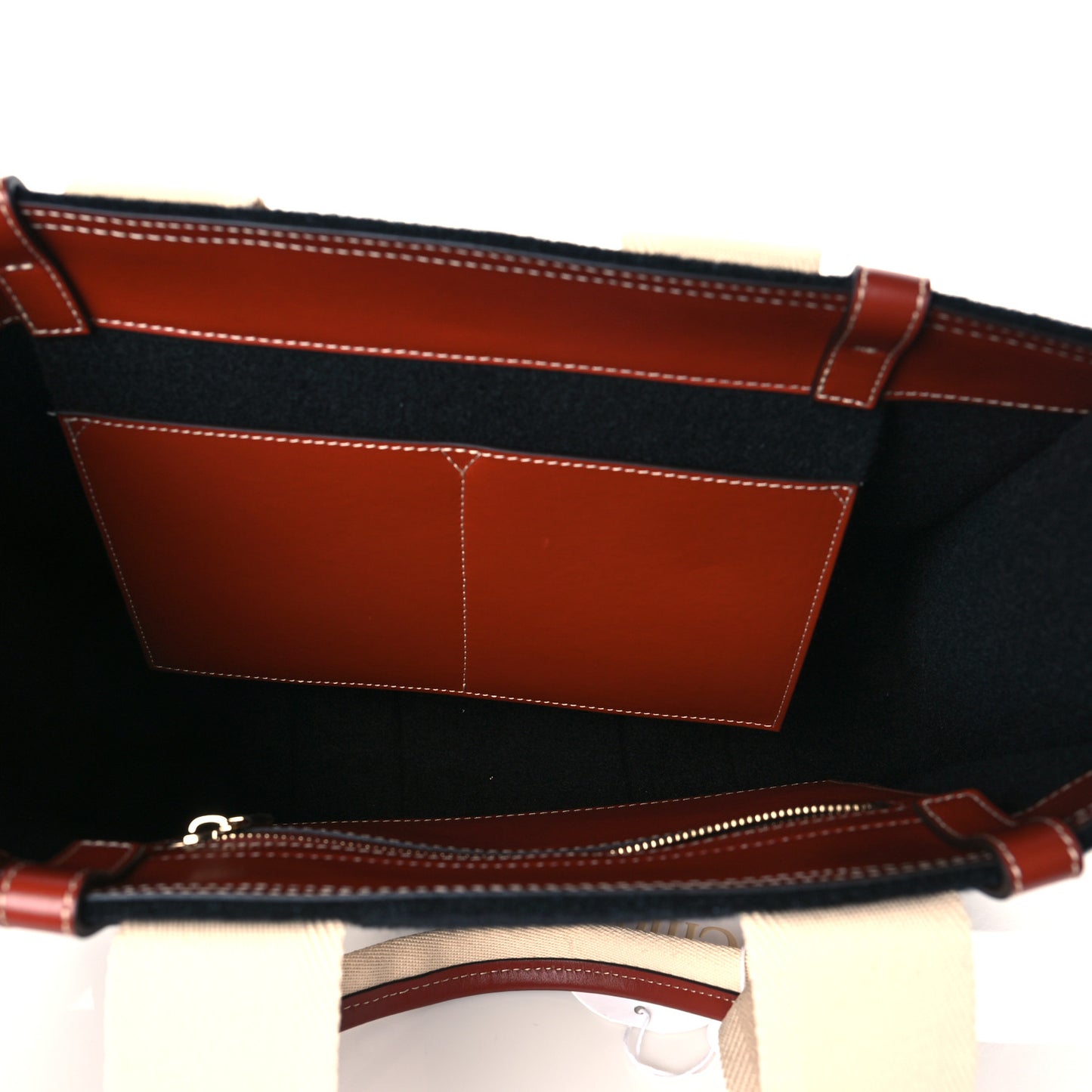 Felt Calfskin Medium Woody Ribbon Tote Black