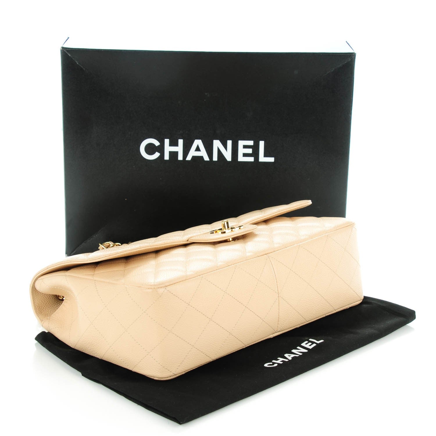 Chanel Caviar Quilted Jumbo Single Flap Beige Clair 4 of 8