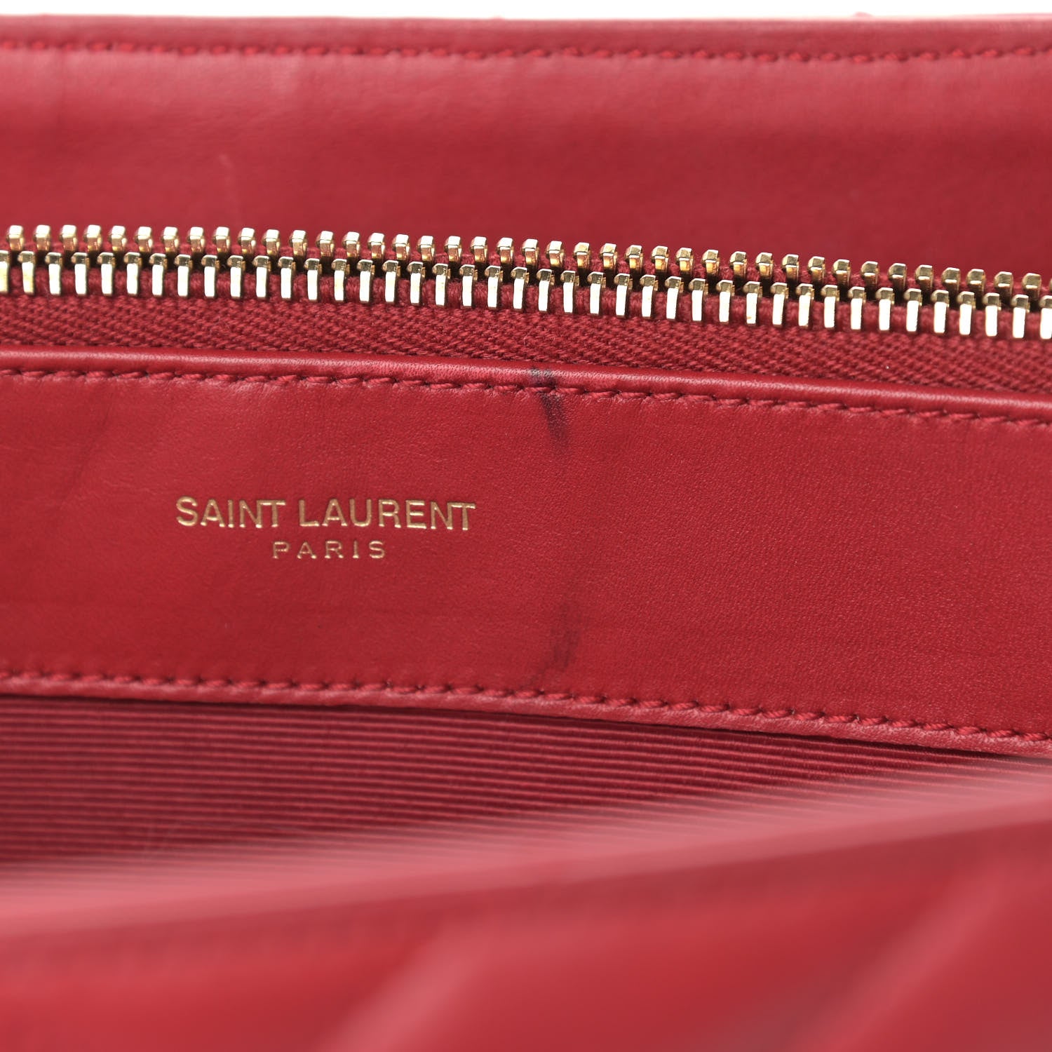 Saint Laurent Smooth Calfskin Matelasse Chevron Monogram Shopping Bag Red 12 of 15