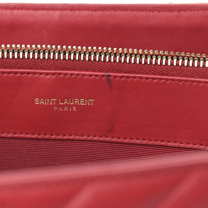 Saint Laurent Smooth Calfskin Matelasse Chevron Monogram Shopping Bag Red 12 of 15