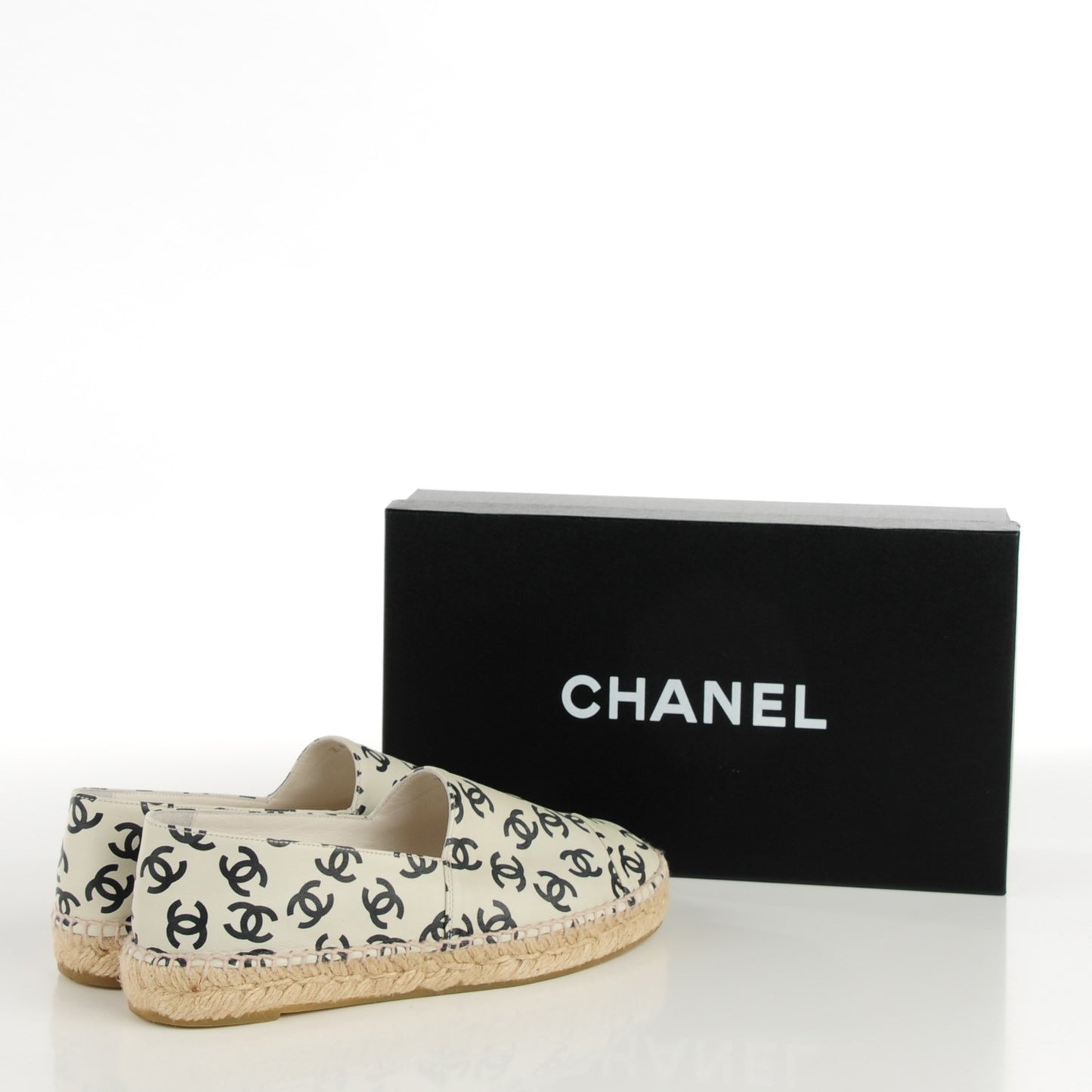 Lambskin Printed CC Espadrilles 38 White Black