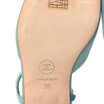 Chanel Denim Cap Toe CC Slingback Flats 36 Blue 17 of 18