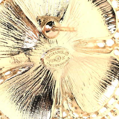 Chanel Pearl CC Camellia Earrings Gold 4 of 4