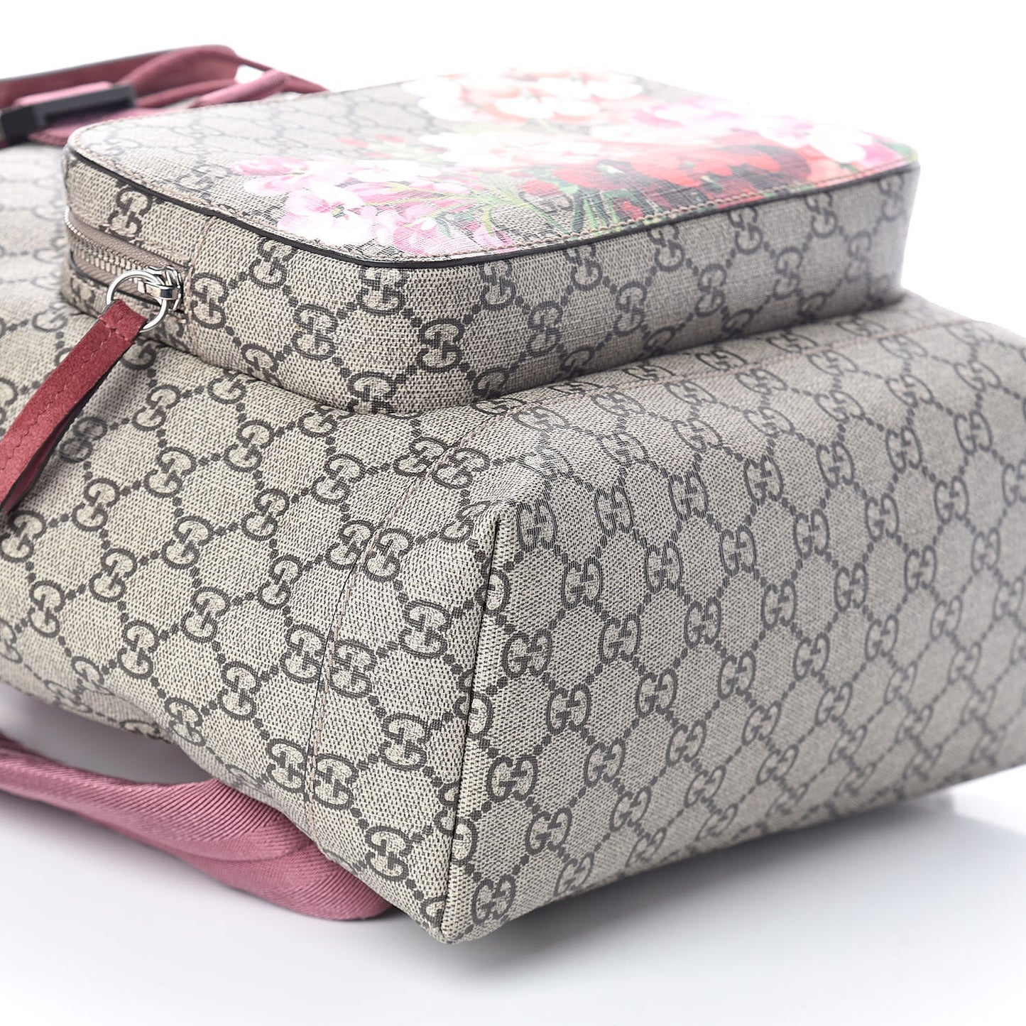 GG Supreme Monogram Blooms Medium Single Buckle Backpack Beige Multicolor Dry Rose