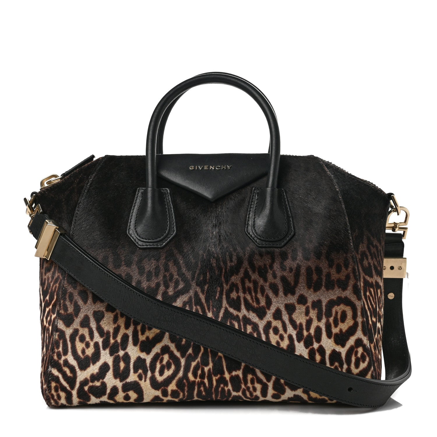 Givenchy Pony Hair Smooth Calfskin Leopard Print Antigona Black 1 of 7