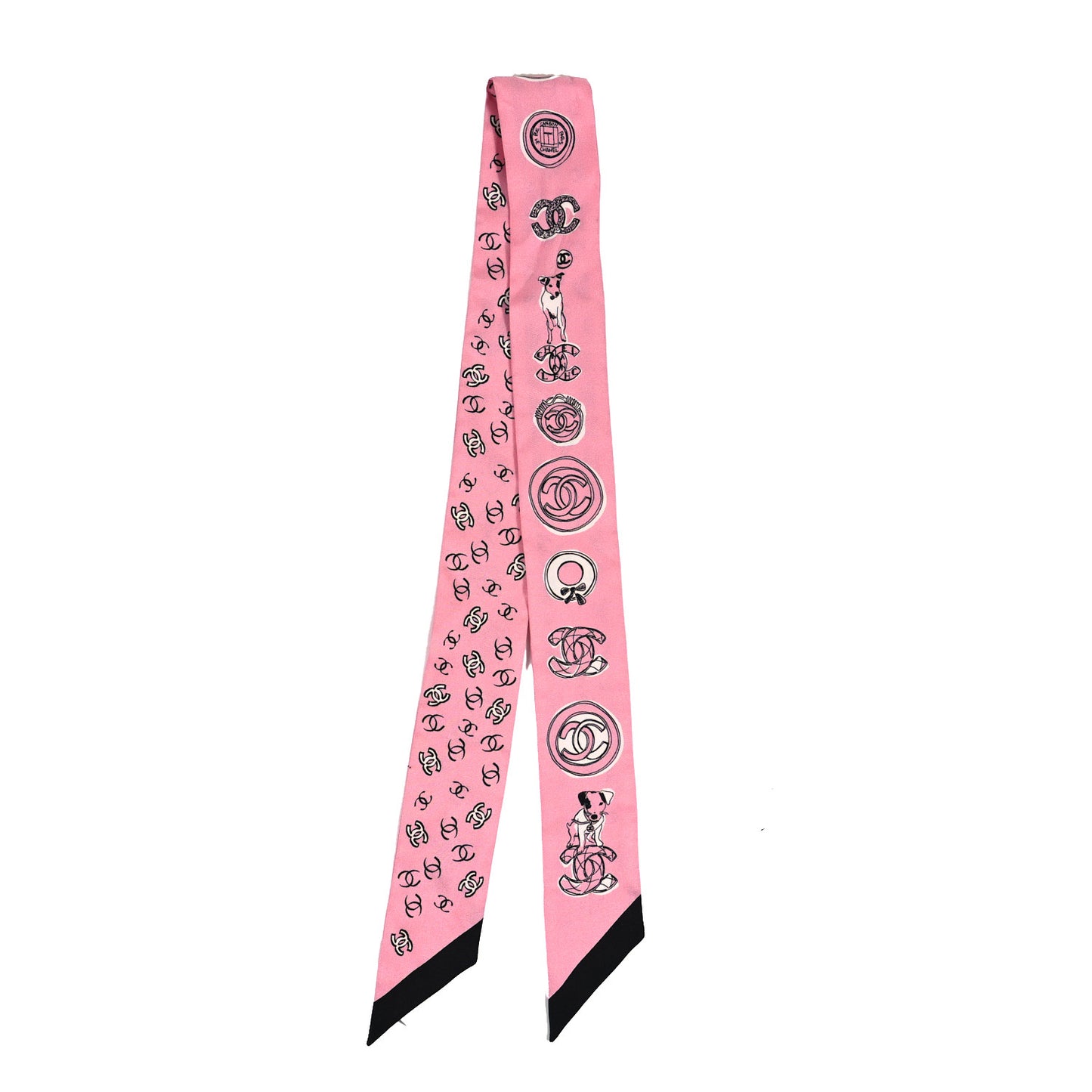 Silk CC Slim Bandeau Scarf Pink Black