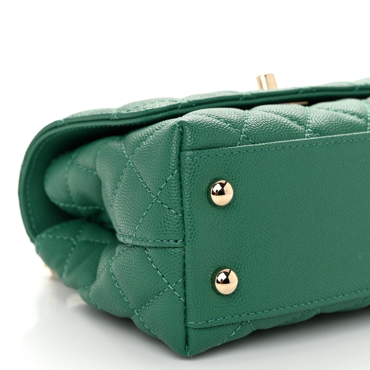 Caviar Quilted Extra Mini Coco Handle Flap Green