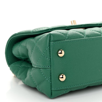 Chanel Caviar Quilted Extra Mini Coco Handle Flap Green 9 of 11