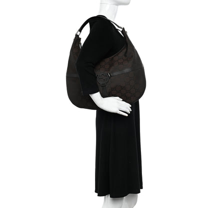 Gucci Canvas GG Reins Hobo Brown Black 2 of 12