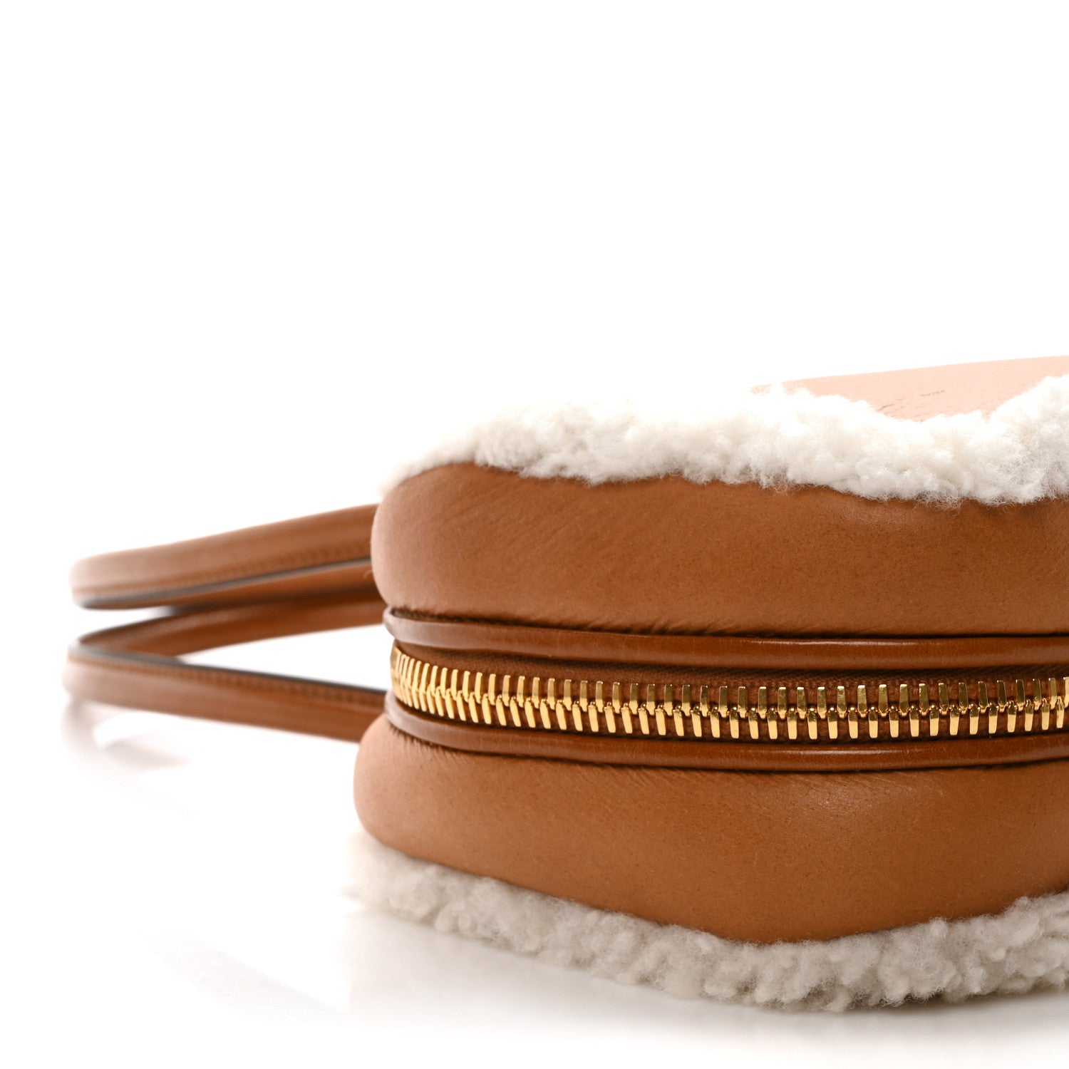 Miu Miu Shearling Calfskin Arcadie Top Handle Bag Cognac 10 of 11