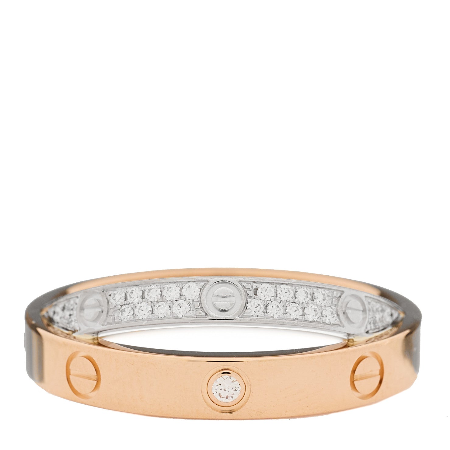 Cartier 18K Pink White Gold Diamond LOVE Pave Ring 54 6.75 1 of 4