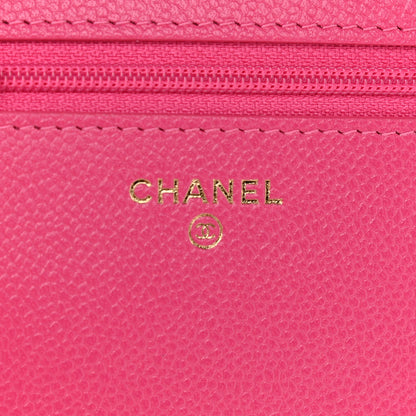 Chanel Shiny Caviar Quilted Chain Melody Wallet On Chain WOC Dark Pink 5 of 9